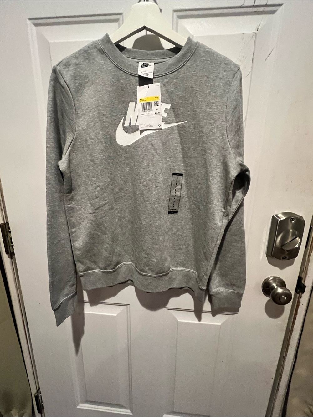 Nike Gray Crew Sweatshirt with White Swoosh